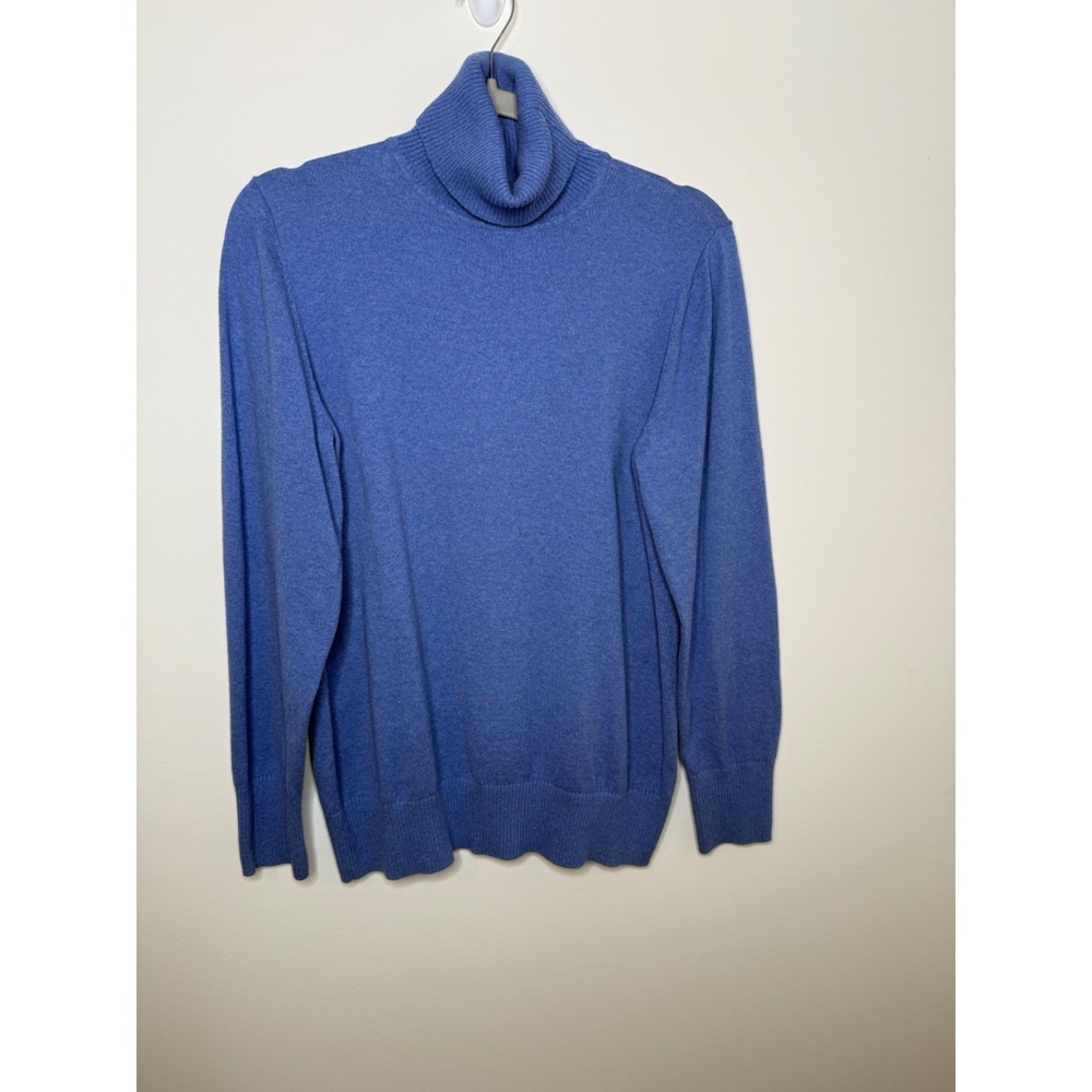 L.L. Bean Women's L Blue Cotton Cashmere Turtleneck Sweater Fall‎ Basic